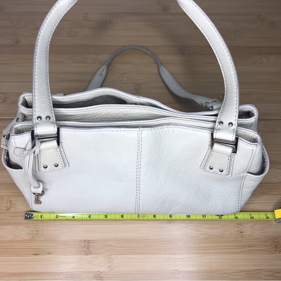 Fossil Beige Pebbled Leather Shoulder Bag Satchel - Picture 6 of 7